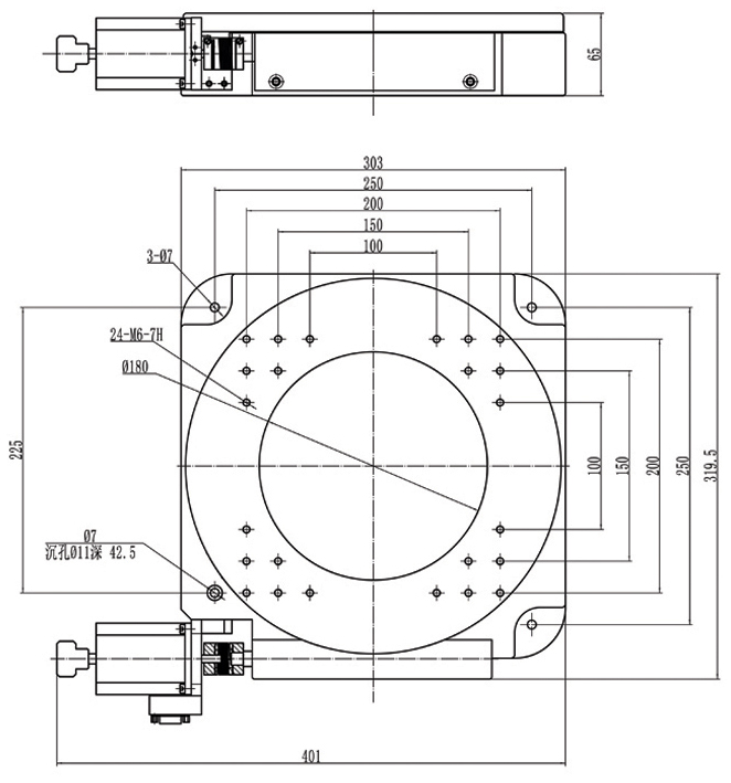 PX110-400 精密型電動(dòng)旋轉(zhuǎn)臺(tái)（蝸輪蝸桿）旋轉(zhuǎn)臺(tái) 任意角度分度盤