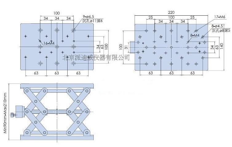 PT-SD409 精密型手動(dòng)升降臺(tái) Z軸升降機(jī) 手動(dòng)升降臺(tái) 升降位移臺(tái)