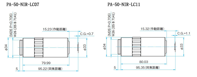 紅外物鏡 無限遠(yuǎn)消色差物鏡 PA-20-NIR-LC07