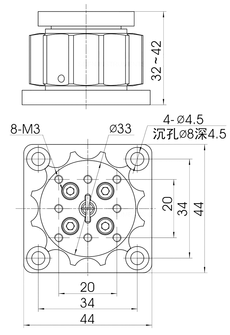 精密手動升降臺高度調(diào)節(jié)Z軸位移臺行程10mm